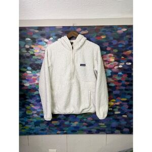 Patagonia White Fleece Quarter Zip Hooded Pullover Jacket Women's Size M